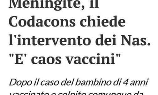 Vaccini e Meningite, Codacons chiede l’intervento dei Nas