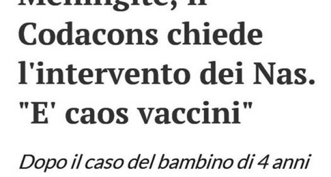 Vaccini e Meningite, Codacons chiede l’intervento dei Nas